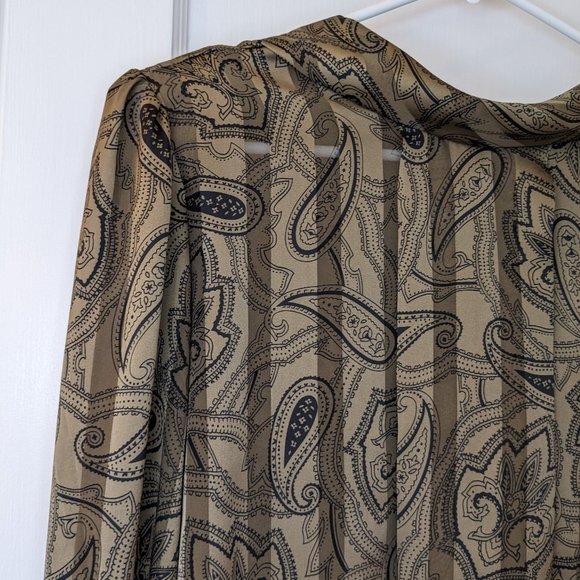 Vintage 1970s / 80s Sheer Pleated Paisley Bow Blouse - Picture 8 of 10